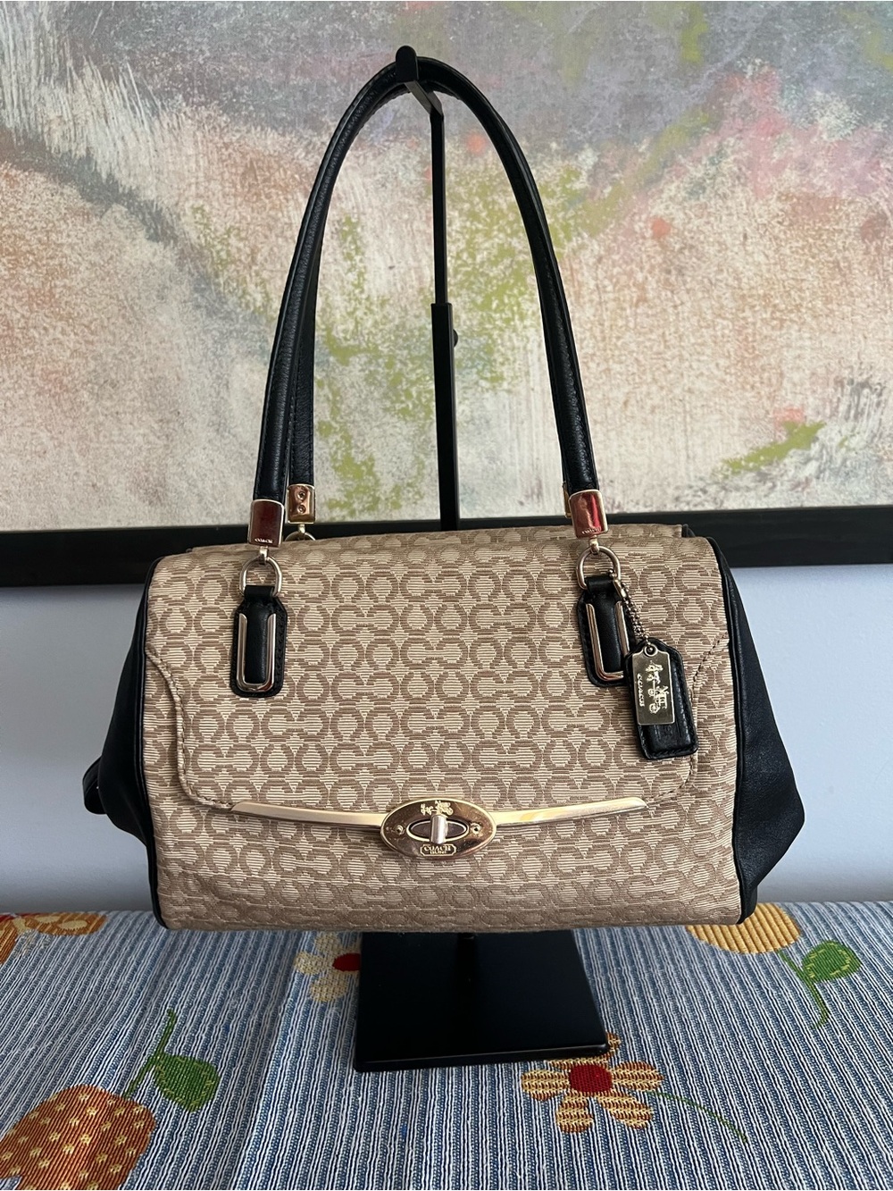 Coach Madison Needlepoint Op Art Small Madeline East/West Satchel